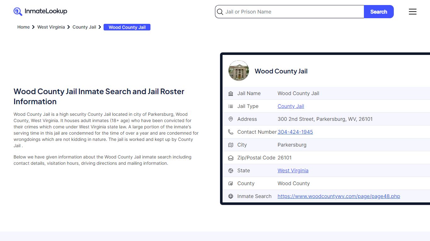 Wood County Jail Inmate Search - Parkersburg West Virginia - Inmate Lookup